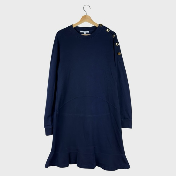 10 Crosby Derek Lam Dresses & Skirts - Derek Lam 10 Crosby Navy Dress with Gold Buttons on Shoulders